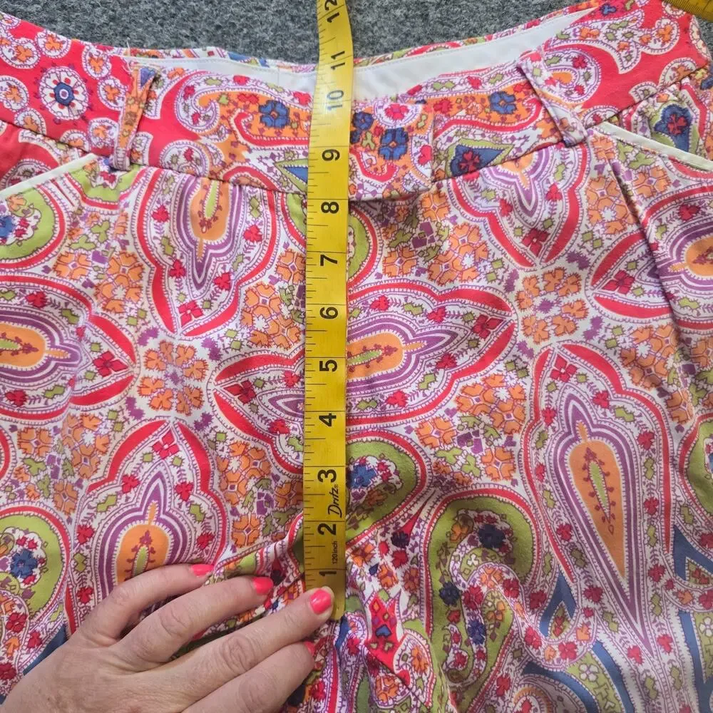 Peter Millar Shorts Women Size 6 Pink Orange Paisley 10 Inch Golf Bermuda Casual